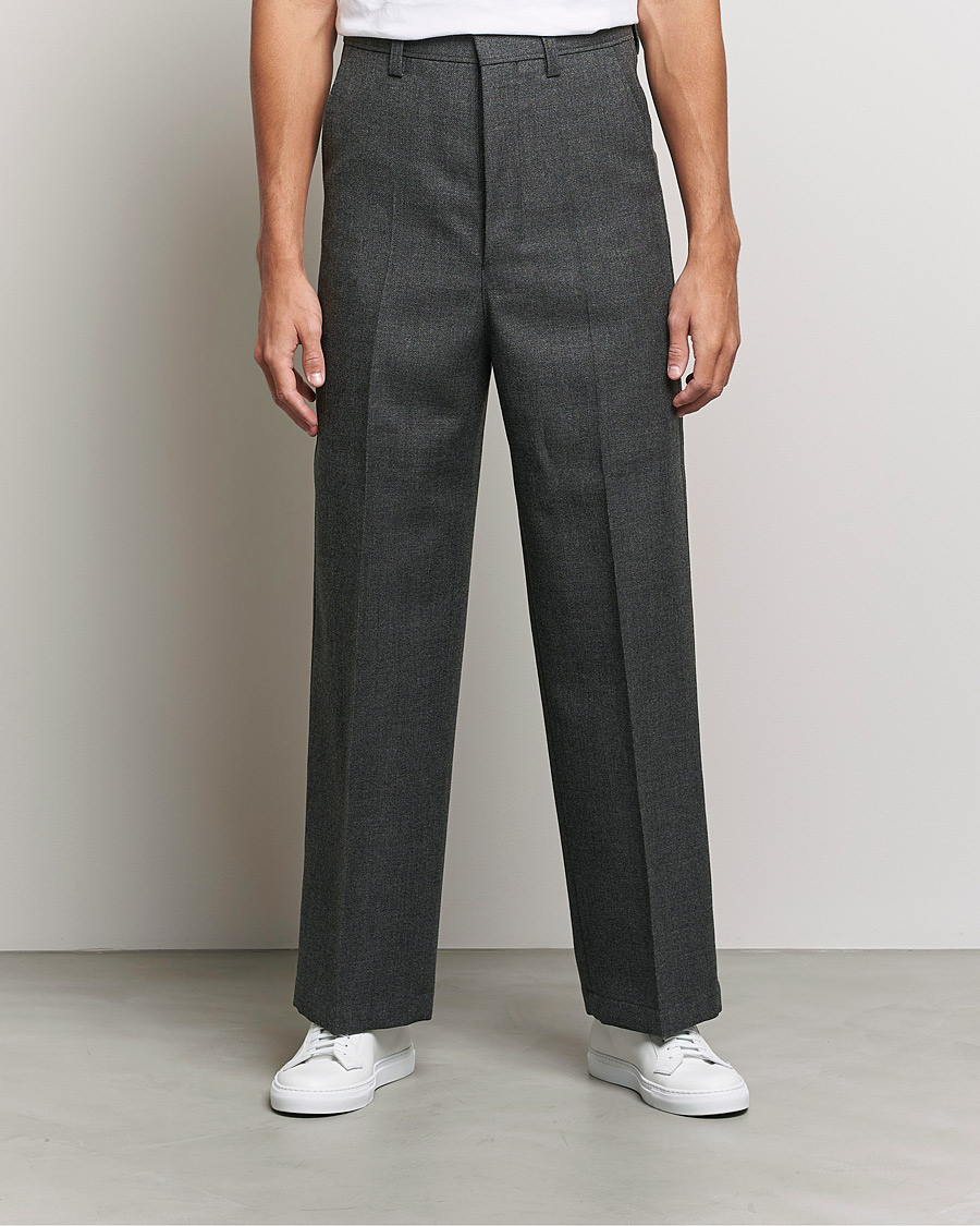 Heren | Broeken | AMI | Large Fit Wool Trousers Dark Grey