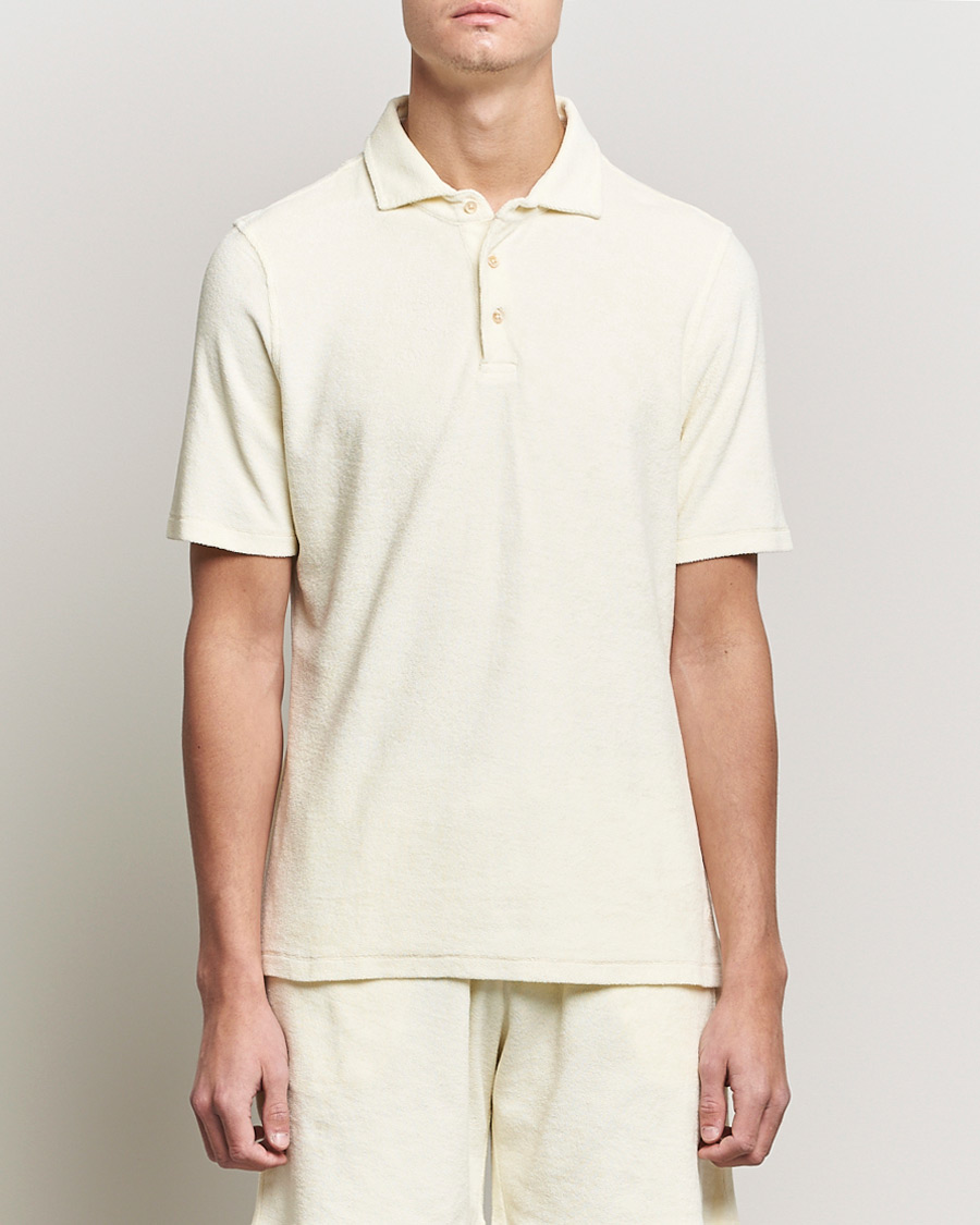 Heren | Polo's | Stenströms | Towelling Cotton Poloshirt Cream