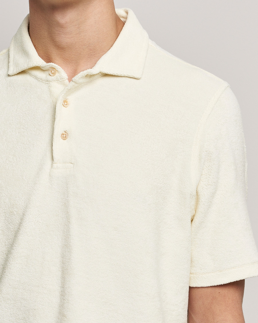 Heren | Polo's | Stenströms | Towelling Cotton Poloshirt Cream