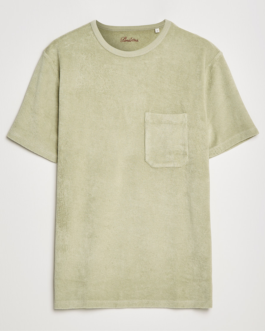 Heren | T-shirts | Stenströms | Towelling Cotton T-Shirt Olive