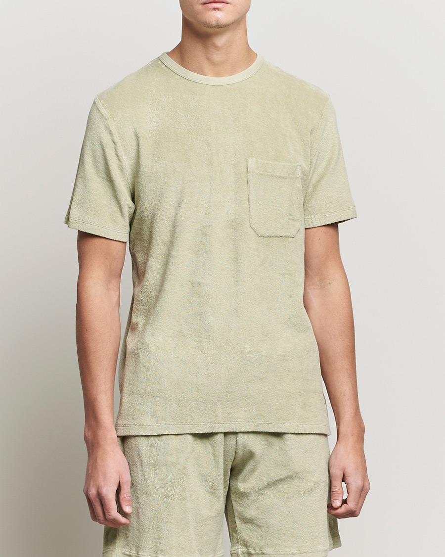 Heren | T-shirts | Stenströms | Towelling Cotton T-Shirt Olive