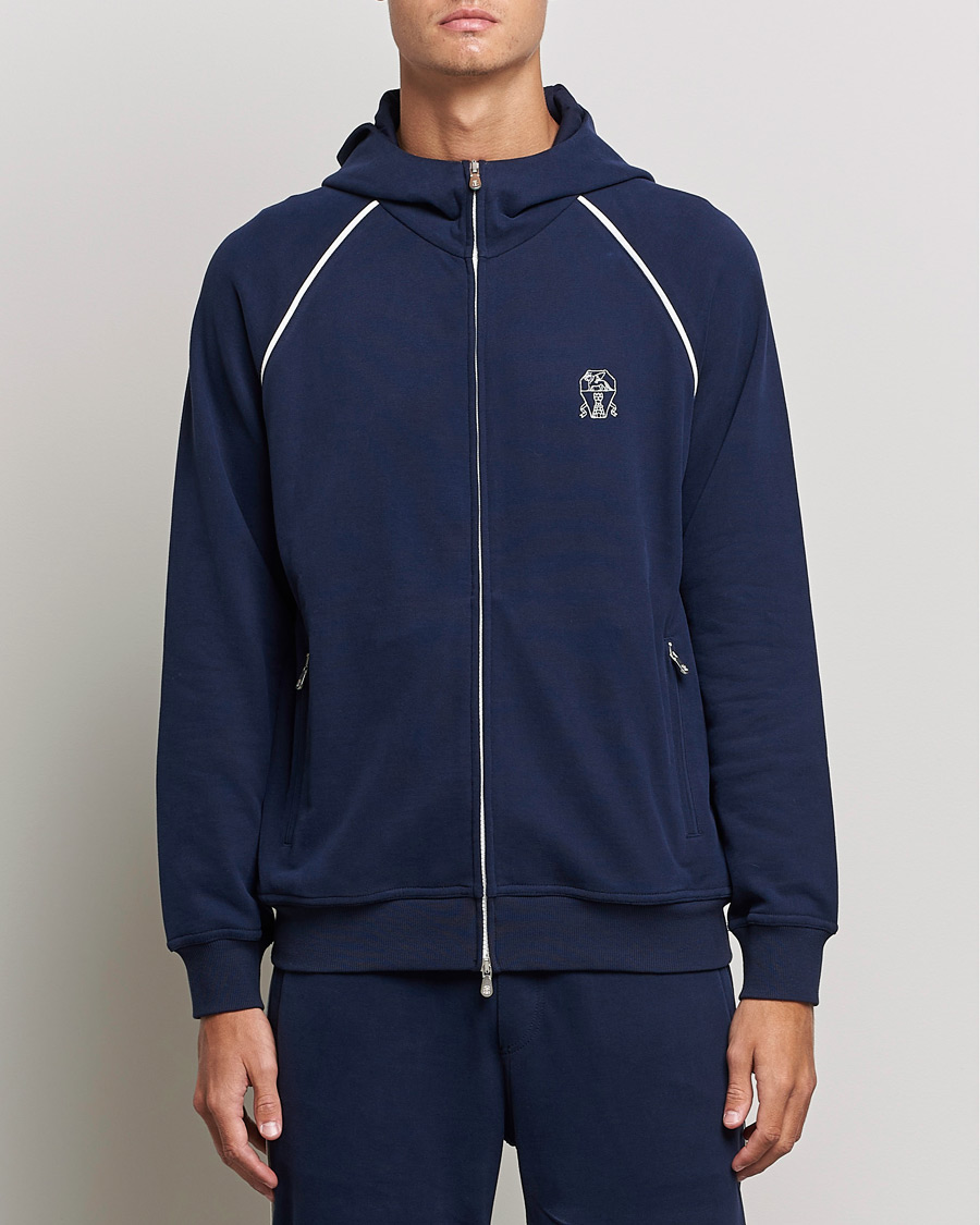 Heren | Truien | Brunello Cucinelli | Soft Cotton Zip Sweater Cobalt Blue