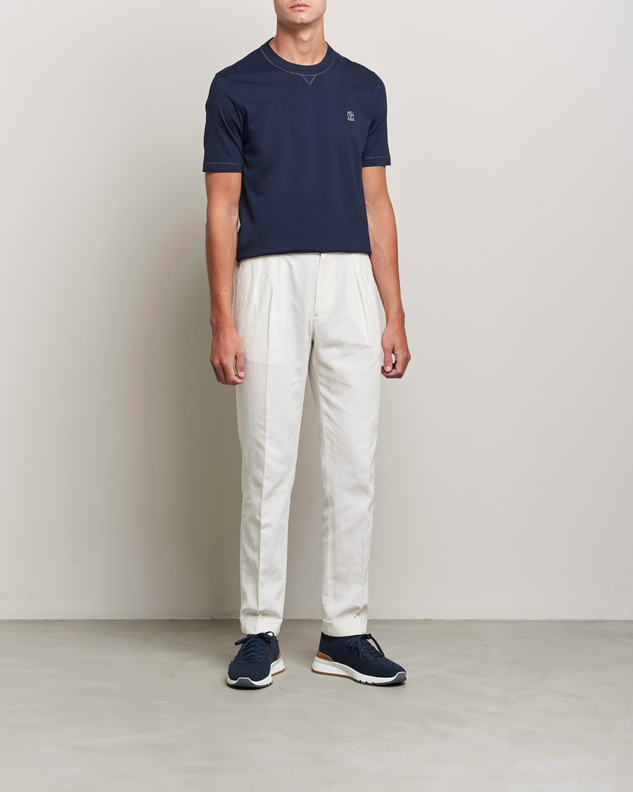 Heren | T-shirts | Brunello Cucinelli | Short Sleeve Logo T-Shirt Navy