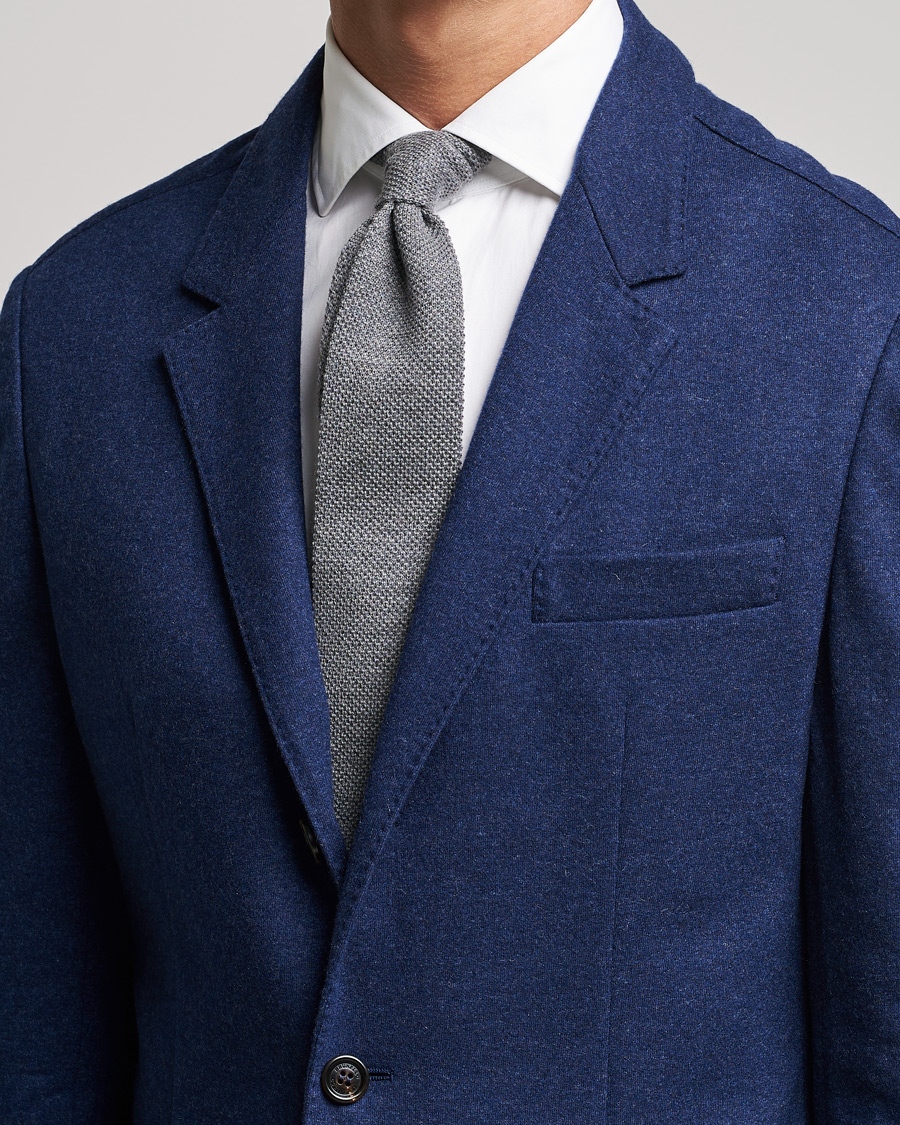Heren | Brunello Cucinelli Knitted Wool Tie Navy | Brunello Cucinelli | Knitted Wool Tie Navy