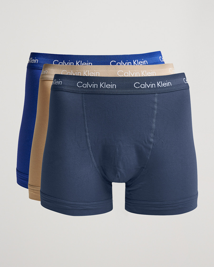 Heren | Ondergoed | Calvin Klein | Cotton Stretch 3-Pack Trunk Navy/Blue/Beige