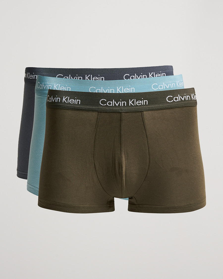 Heren | Ondergoed | Calvin Klein | Cotton Stretch 3-Pack Low Rise Trunk Grey/Light Grey/Olive