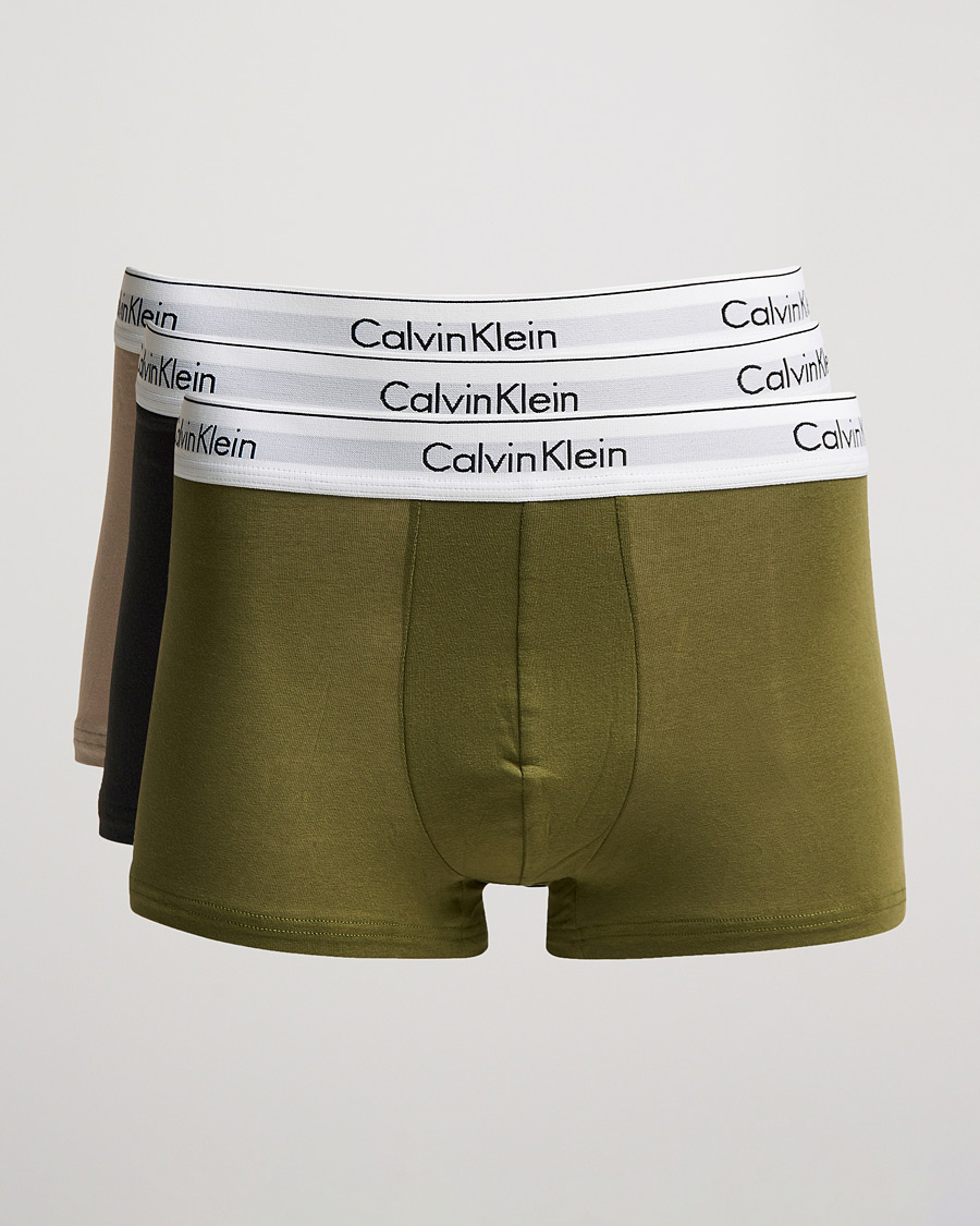Heren | Ondergoed | Calvin Klein | Cotton Stretch 3-Pack Trunk Beige/Black/Olive