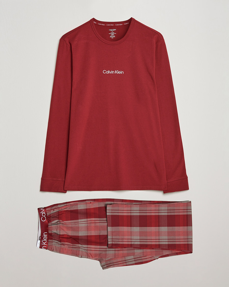 Heren | Pyjama's en gewaden | Calvin Klein | Logo Long Sleeve Checked Pyjama Set Red