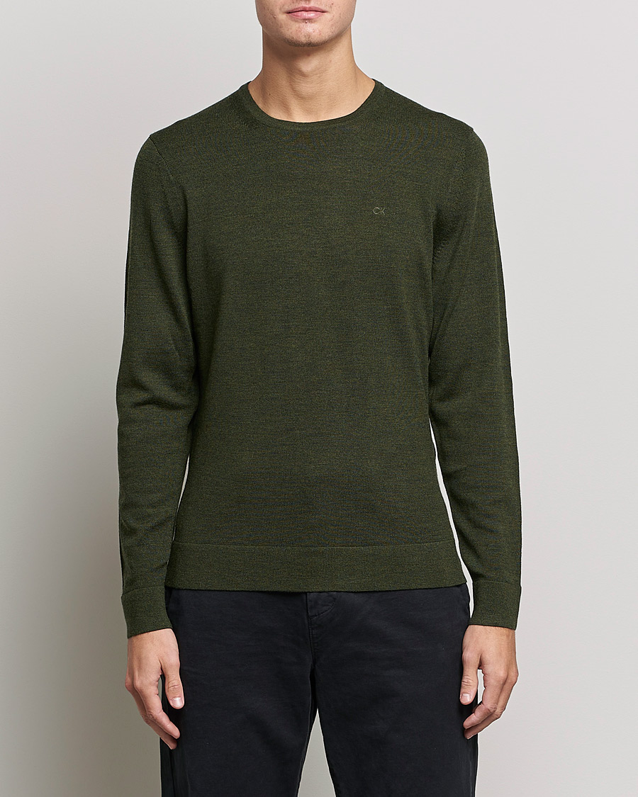 Heren | Truien | Calvin Klein | Superior Wool Crew Neck Sweater Dark Olive