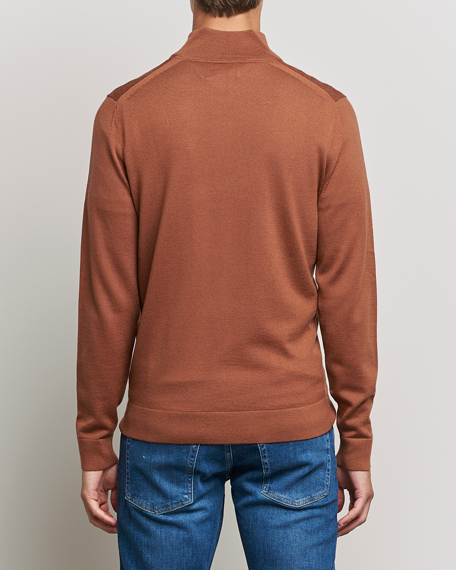 Heren | Truien | Calvin Klein | Superior Wool Half Zip Sweater Caramel Red