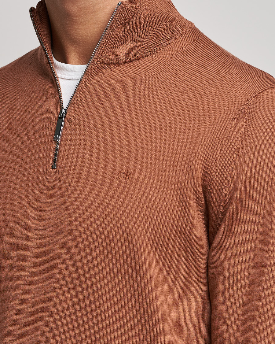 Heren | Truien | Calvin Klein | Superior Wool Half Zip Sweater Caramel Red