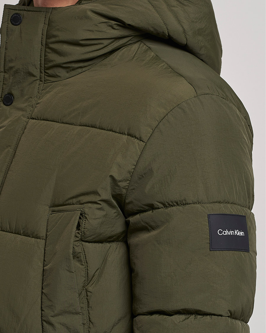 Heren | Jassen | Calvin Klein | Crinkle Nylon Long Puffer Jacker Dark Olive