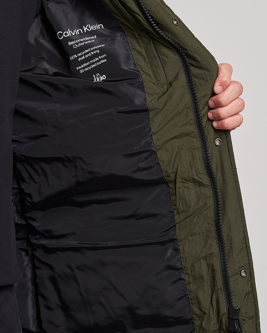 Heren | Jassen | Calvin Klein | Crinkle Nylon Long Puffer Jacker Dark Olive
