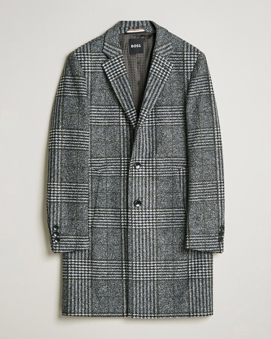 Heren | Jassen | BOSS BLACK | Hyde Wool Checked Coat Black/Grey