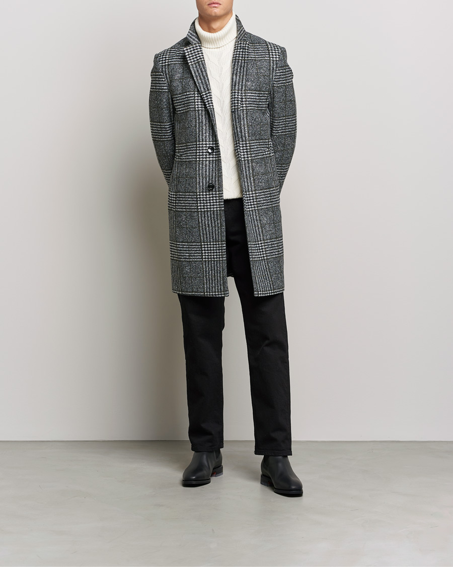Heren | Jassen | BOSS BLACK | Hyde Wool Checked Coat Black/Grey