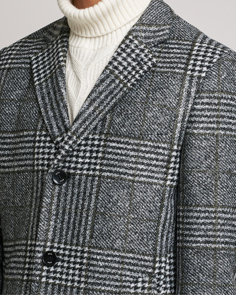 Heren | Jassen | BOSS BLACK | Hyde Wool Checked Coat Black/Grey