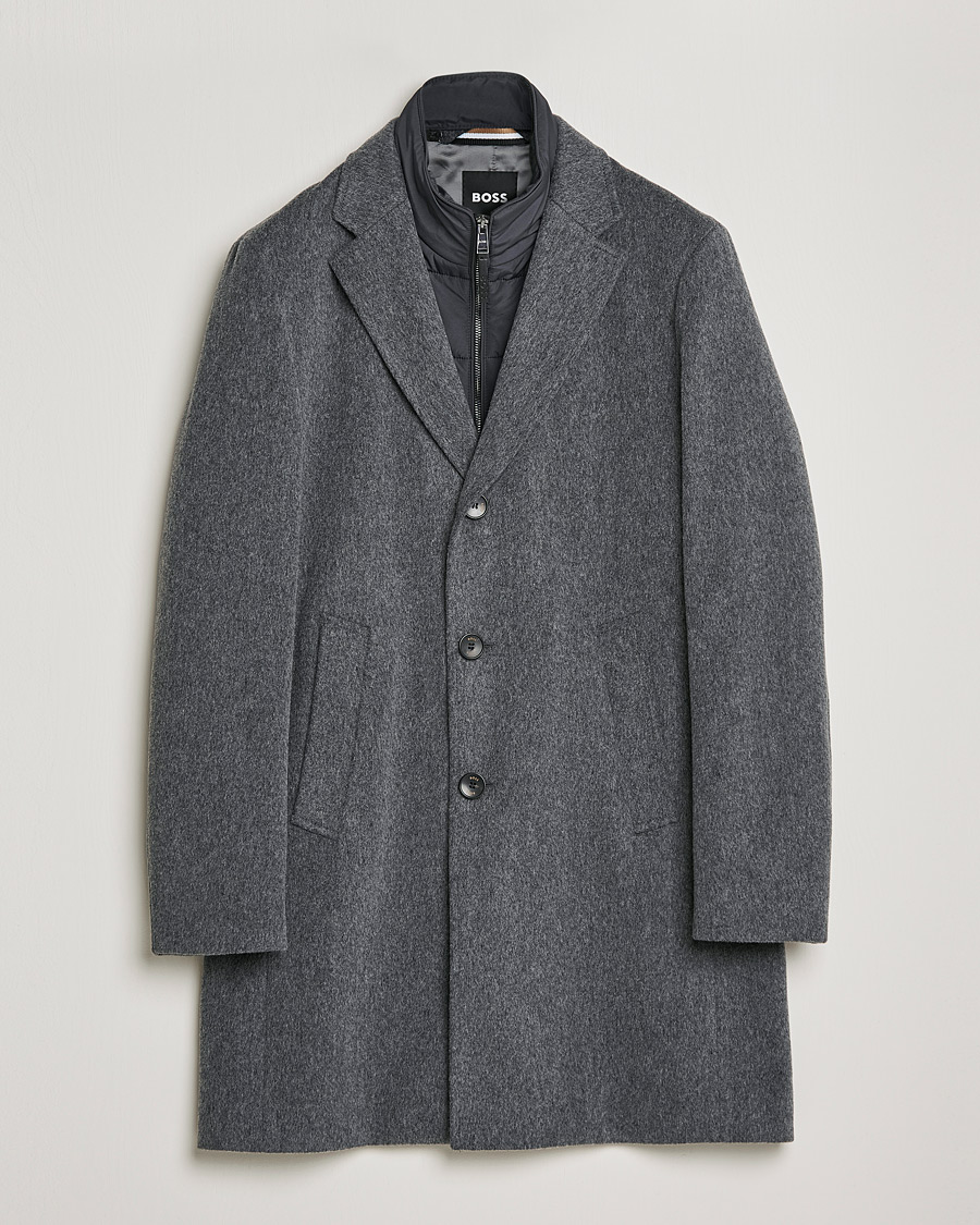 Heren | Jassen | BOSS BLACK | BOSS Hyde Wool/Cashmere Stand Up Collar Coat Silver