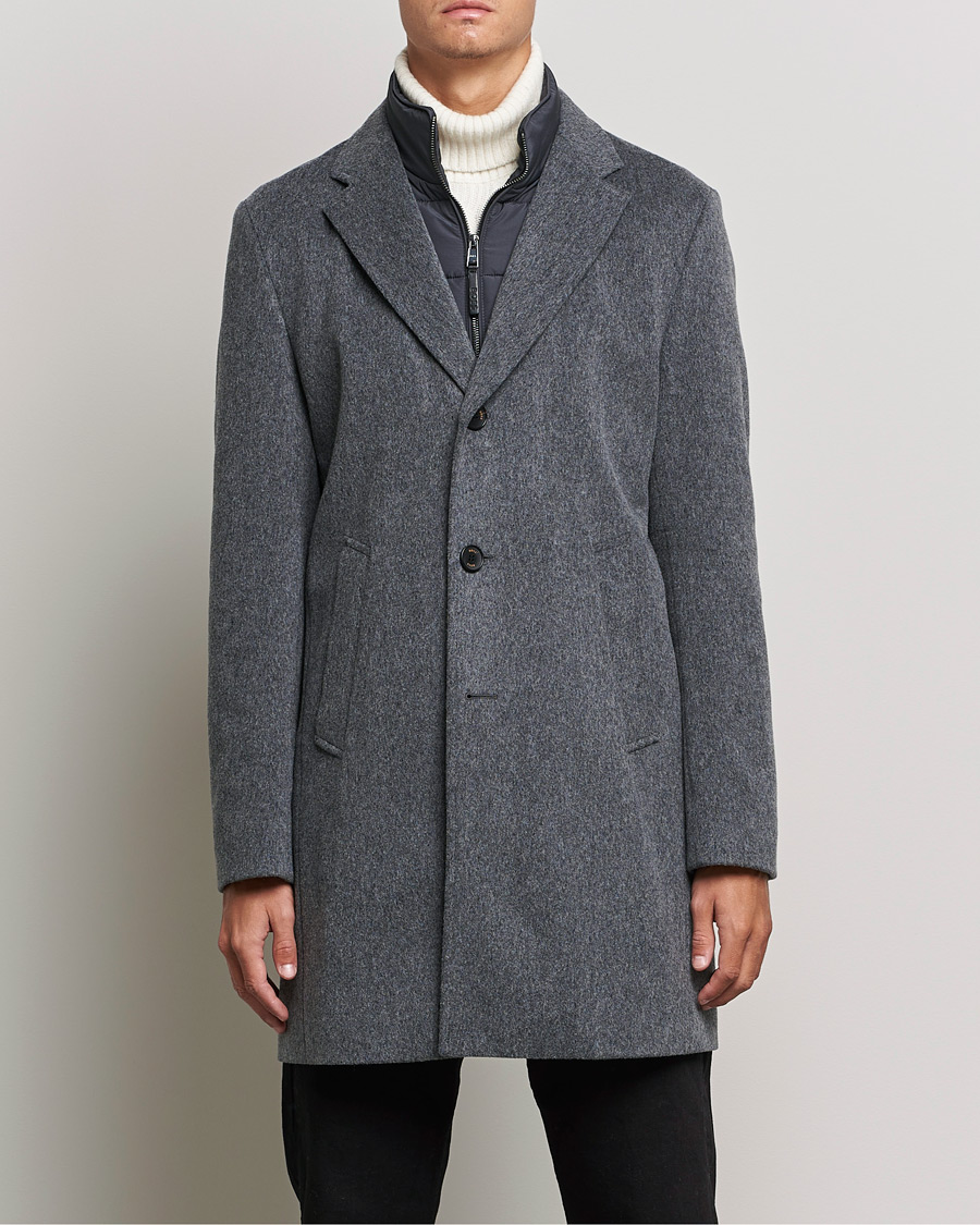 Heren | Jassen | BOSS BLACK | BOSS Hyde Wool/Cashmere Stand Up Collar Coat Silver