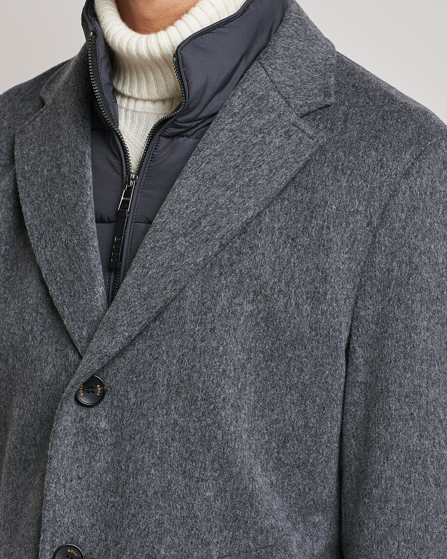 Heren | Jassen | BOSS BLACK | BOSS Hyde Wool/Cashmere Stand Up Collar Coat Silver