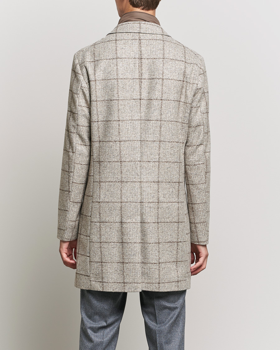 Heren | Jassen | BOSS BLACK | BOSS Hyde Wool Checked Stand Up Collar Coat Medium Beige