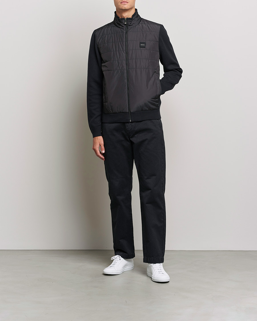 Heren | Truien | BOSS BLACK | BOSS Lavando Hybrid Full Zip Black