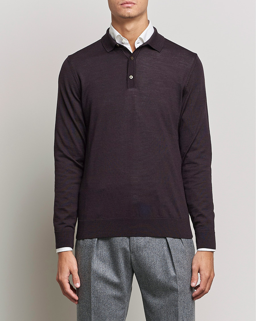 Heren | Truien | BOSS BLACK | Lancione Merino Knitted Polo Medium Brown