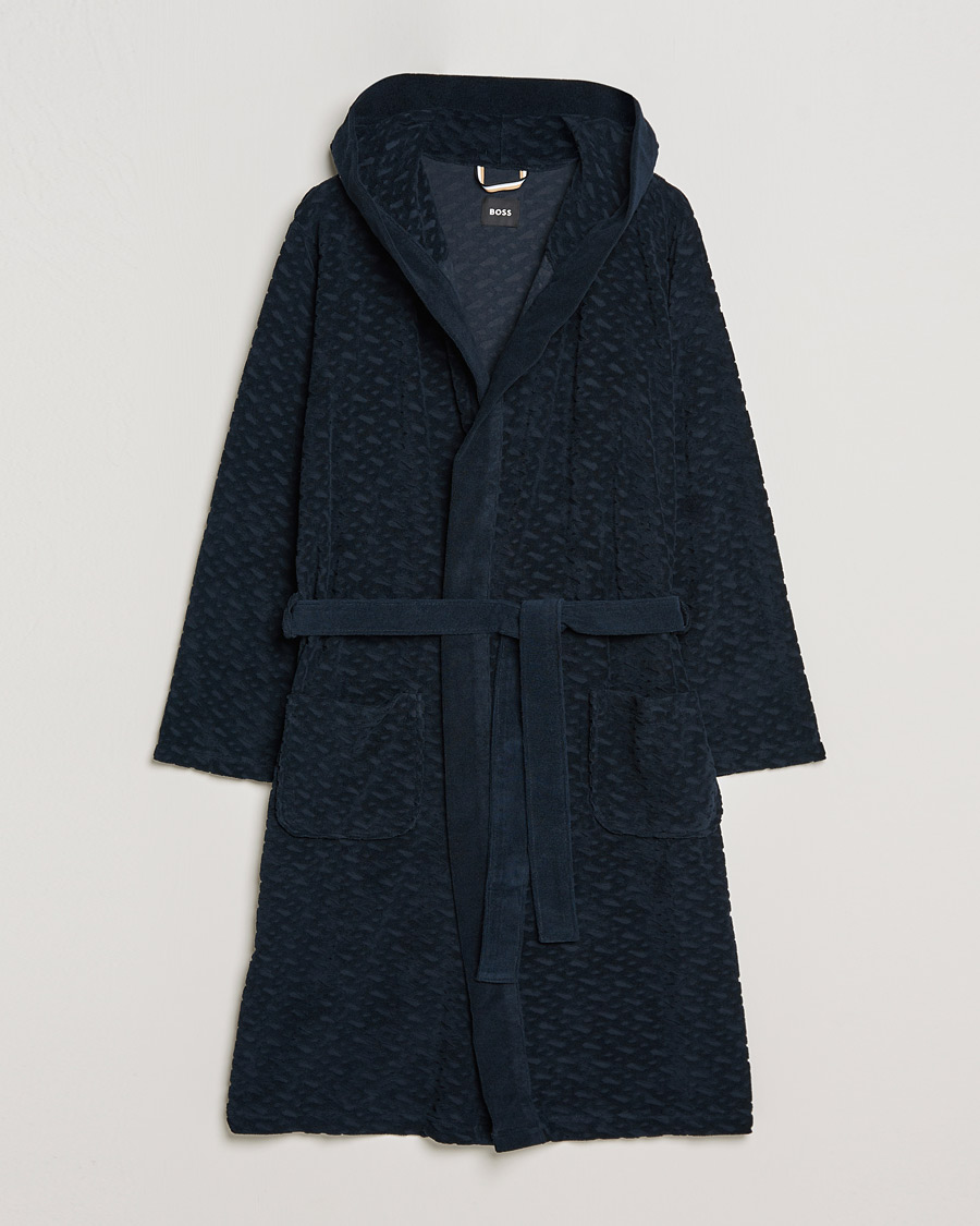 Heren | Pyjama's en gewaden | BOSS BLACK | BOSS Terry Robe Dark Blue