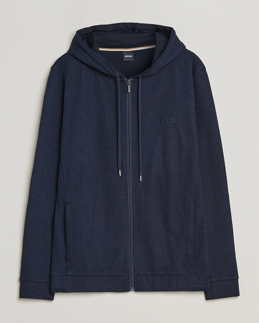 Heren | Truien | BOSS BLACK | Cashmere Full Zip Hoodie Dark Blue