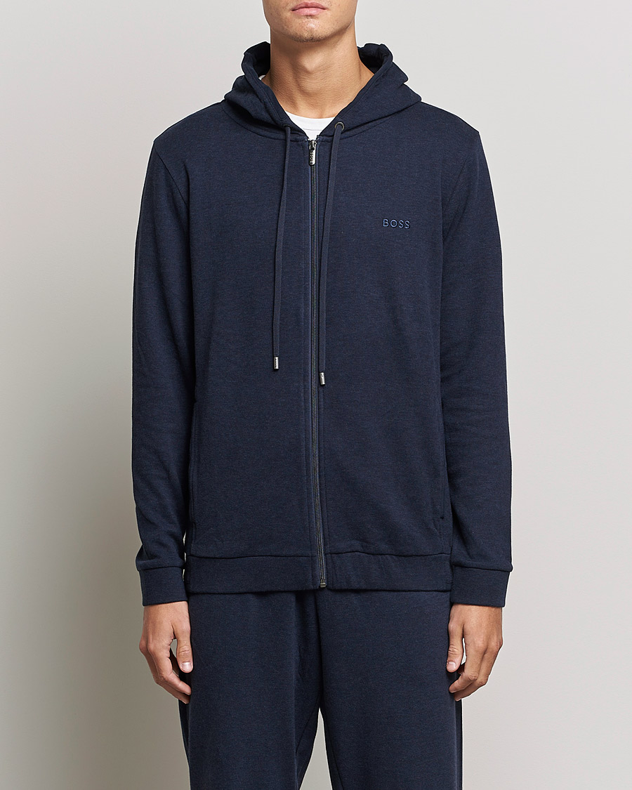 Heren | Truien | BOSS BLACK | Cashmere Full Zip Hoodie Dark Blue