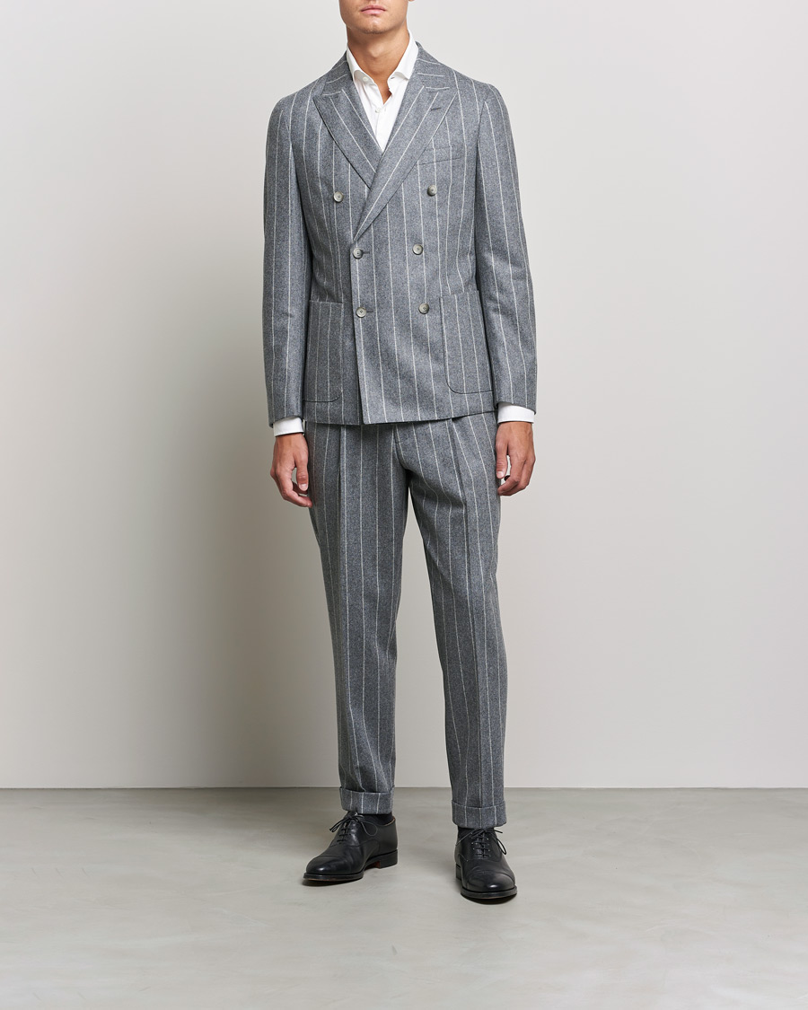 Heren | Pakken | BOSS BLACK | BOSS Hanry Wool Double Breasted Pinstripe Suit Medium Grey