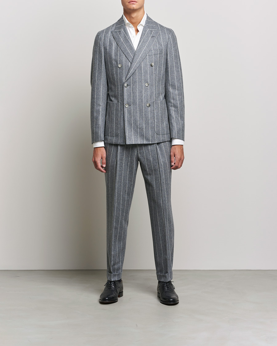 Heren | Pakken | BOSS BLACK | BOSS Hanry Wool Double Breasted Pinstripe Suit Medium Grey