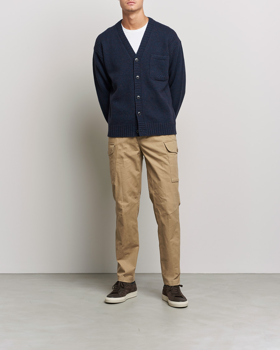 Heren | Truien | BOSS ORANGE | BOSS Casual Kouzzle Knitted Cardigan Dark Blue