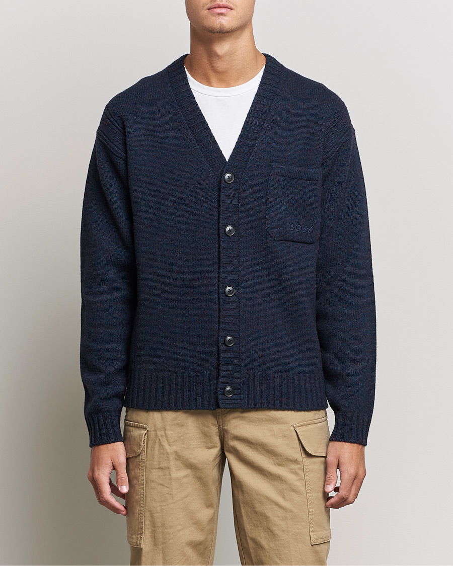 Heren | Truien | BOSS ORANGE | BOSS Casual Kouzzle Knitted Cardigan Dark Blue