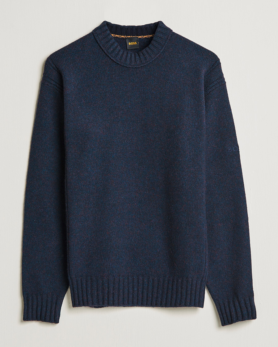 Heren | Truien | BOSS ORANGE | BOSS Casual Ashetland Knitted Sweater Dark Blue