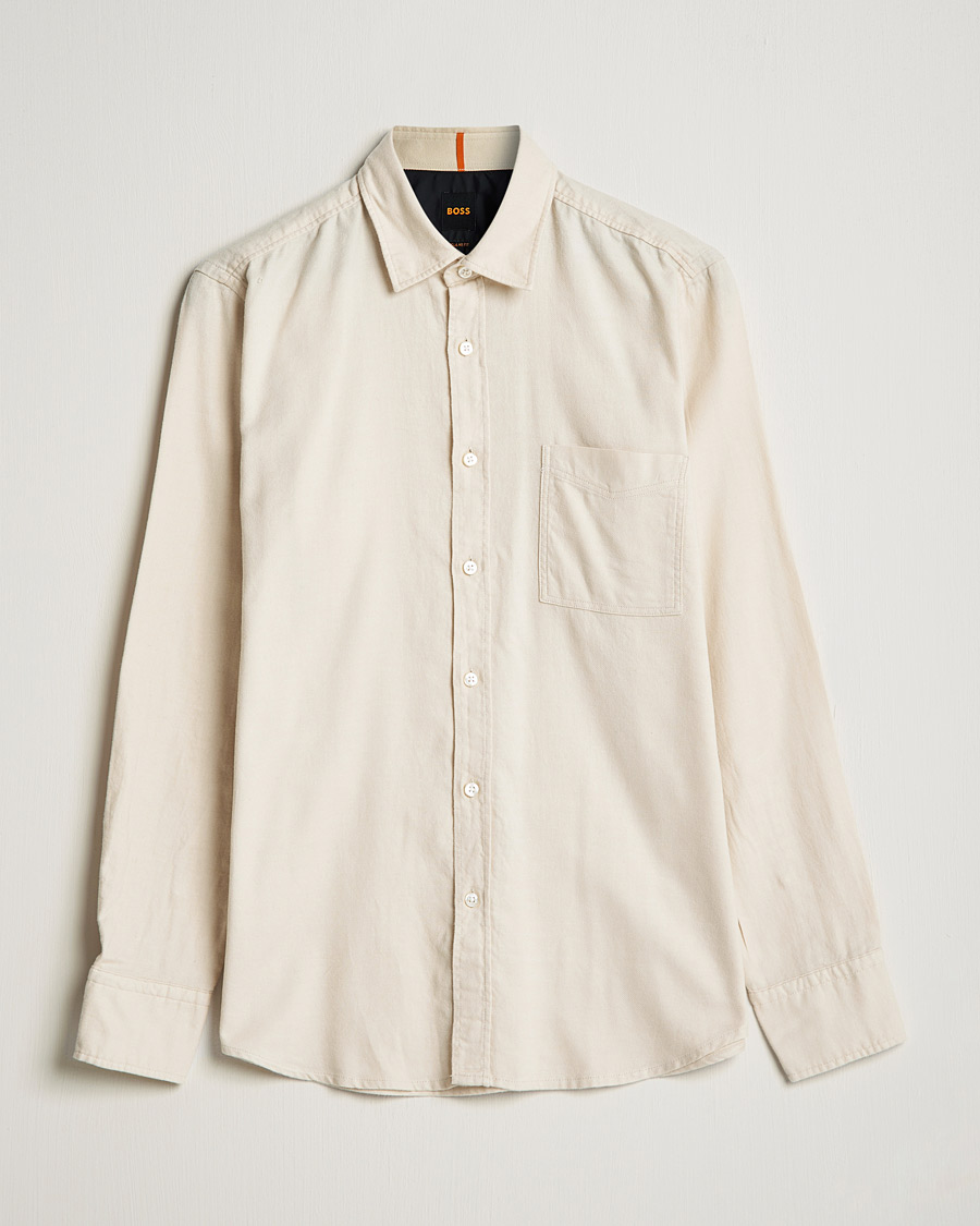 Heren | Overhemden | BOSS ORANGE | Relegant Flannel Shirt Open White