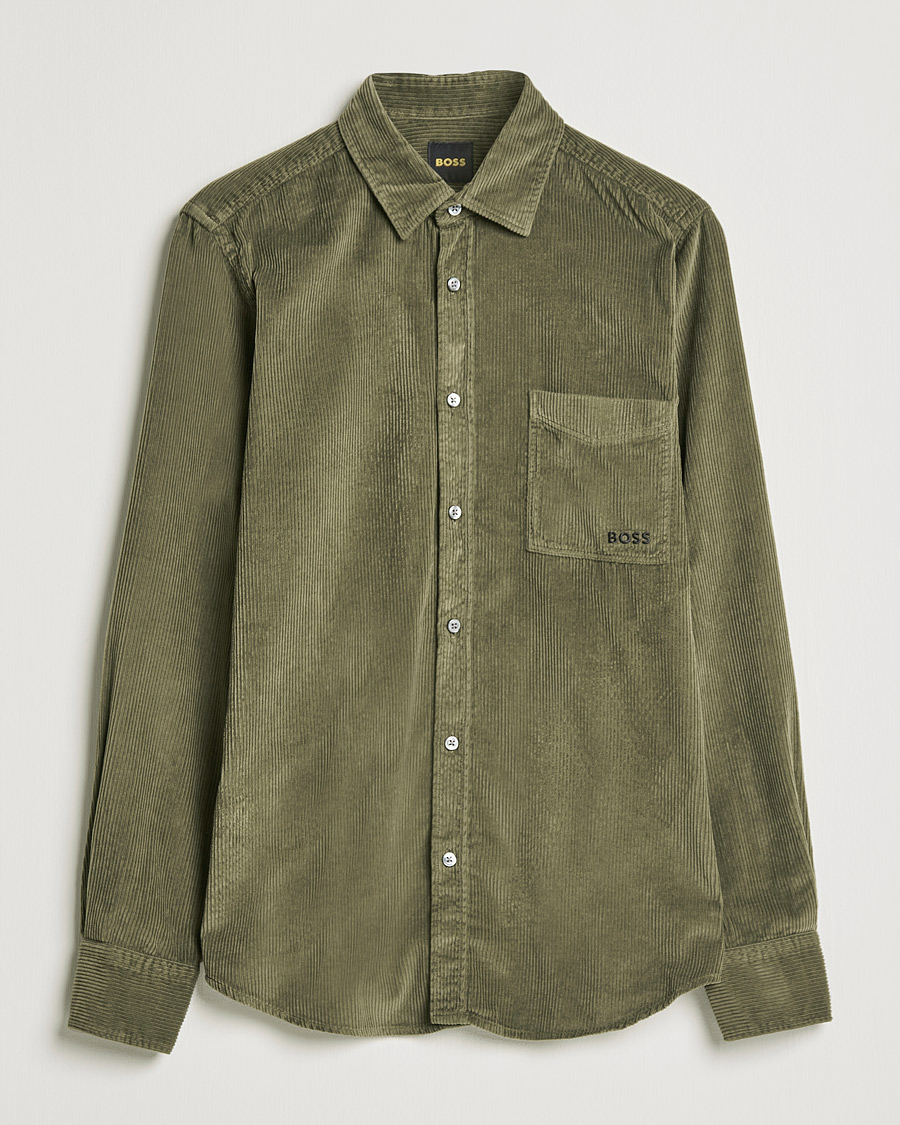 Heren | Overhemden | BOSS ORANGE | Relegant Corduroy Shirt Dark Green