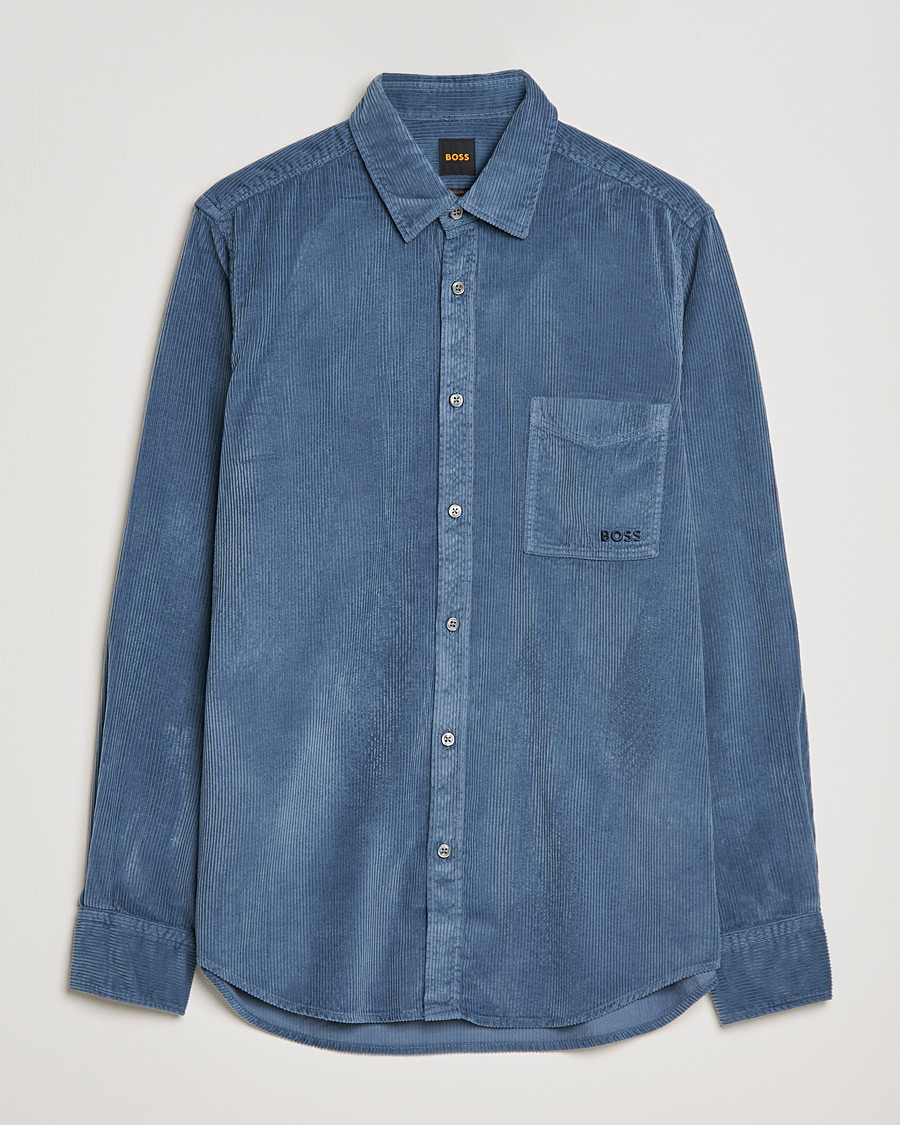Heren | Overhemden | BOSS ORANGE | Relegant Corduroy Shirt Bright Blue