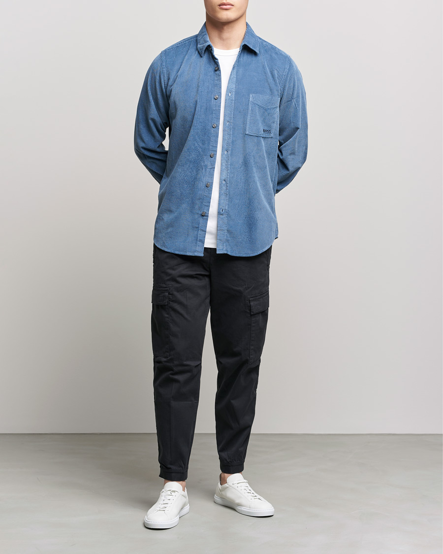 Heren | Overhemden | BOSS ORANGE | Relegant Corduroy Shirt Bright Blue