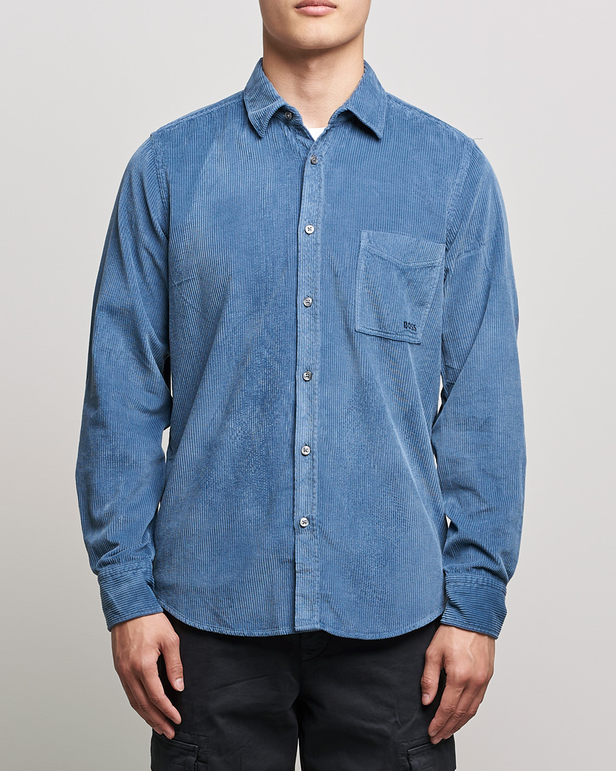 Heren | Overhemden | BOSS ORANGE | Relegant Corduroy Shirt Bright Blue