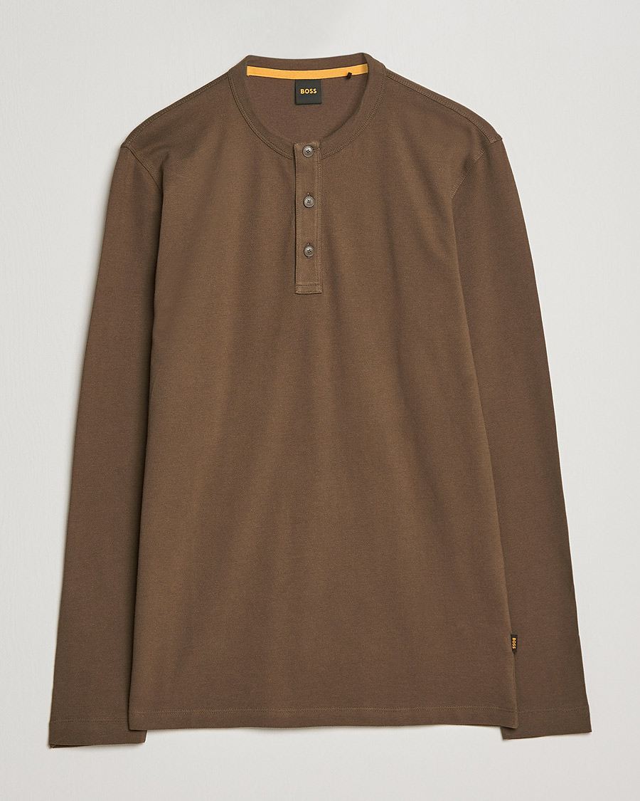 Heren | Truien | BOSS ORANGE | Teetwill Henley Dark Green