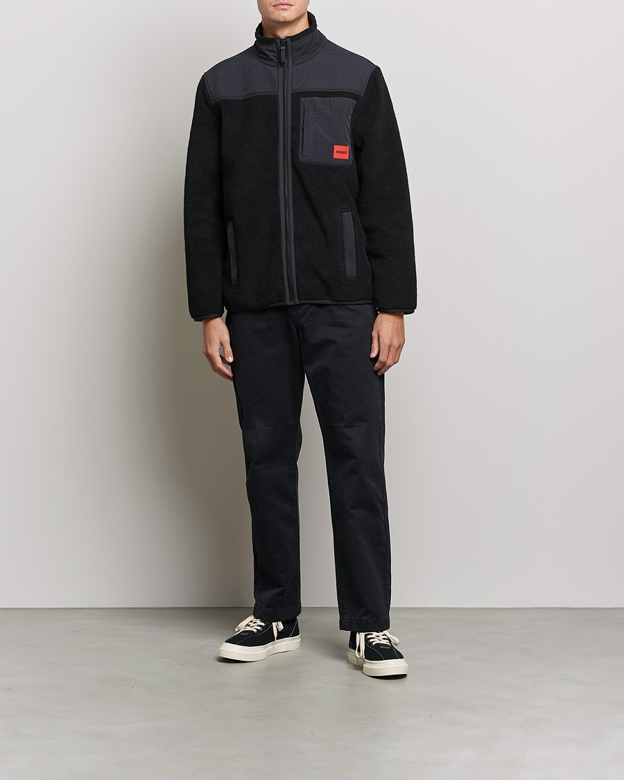 Heren | Truien | HUGO | Demongras Teddy Full Zip Black