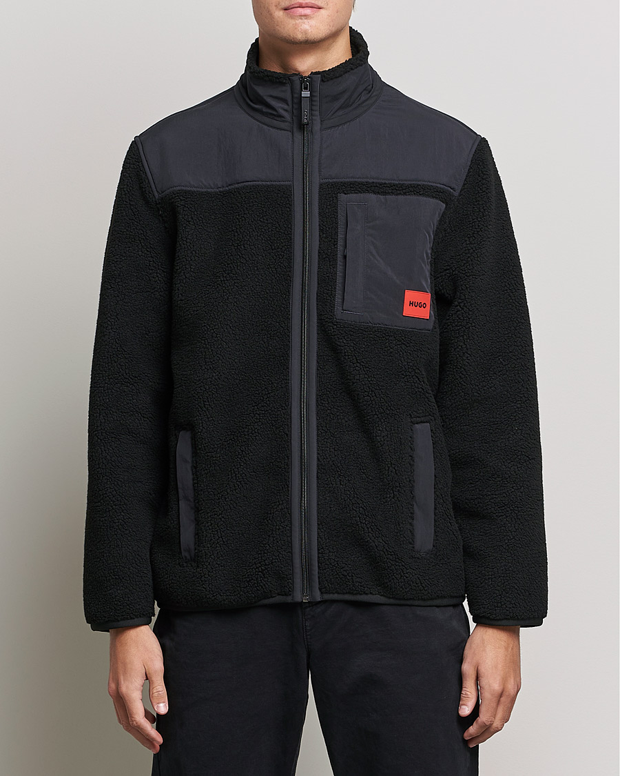 Heren | Truien | HUGO | Demongras Teddy Full Zip Black