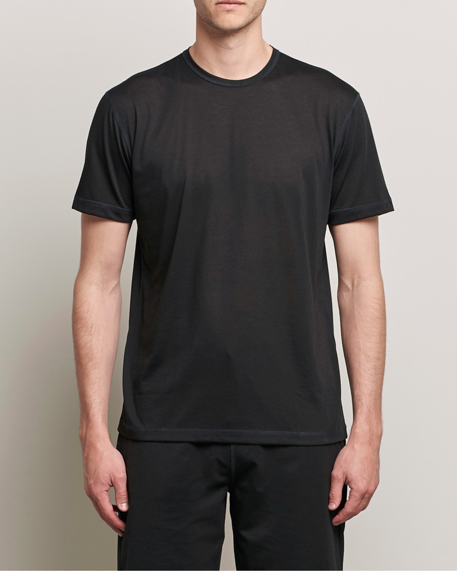 Heren | T-shirts met korte mouwen | Sunspel | Active Tee Black