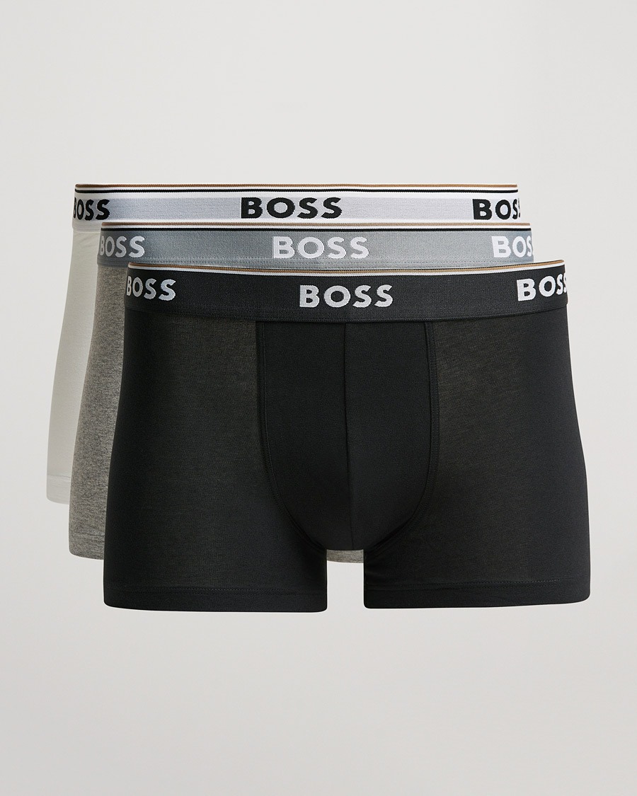 Heren | Ondergoed | BOSS BLACK | 3-Pack Trunk Boxer Shorts White/Grey/Black