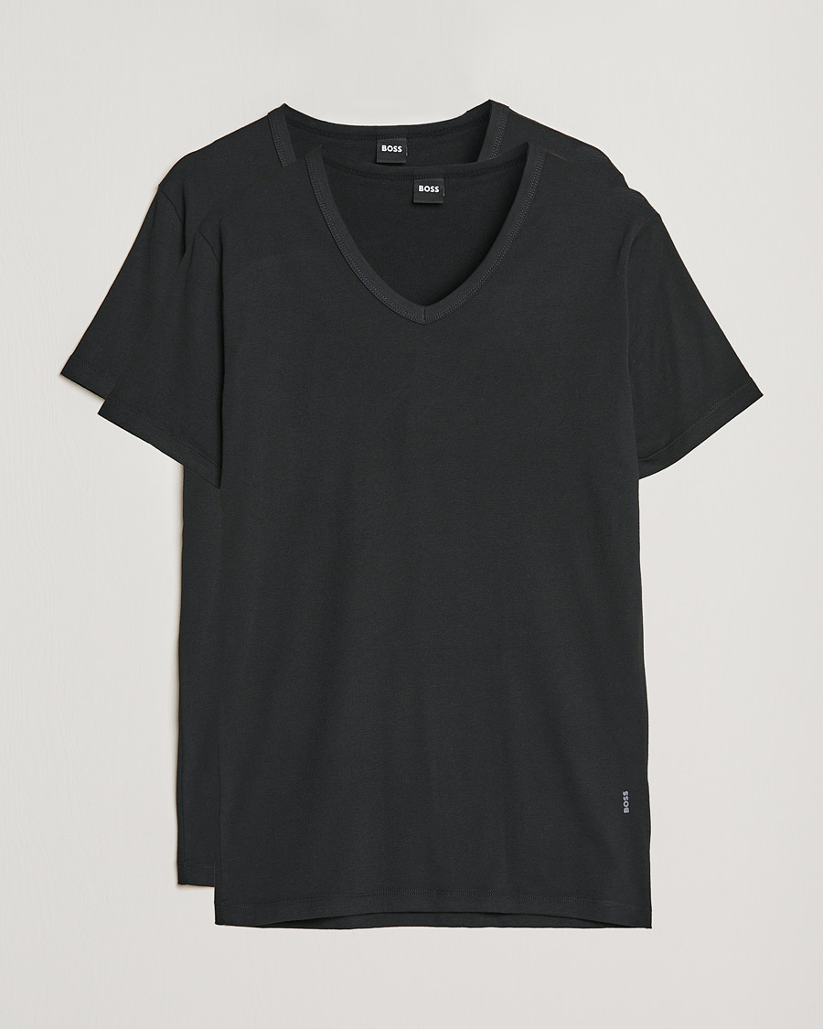 Heren | T-shirts | BOSS BLACK | 2-Pack V-Neck Slim Fit T-Shirt Black