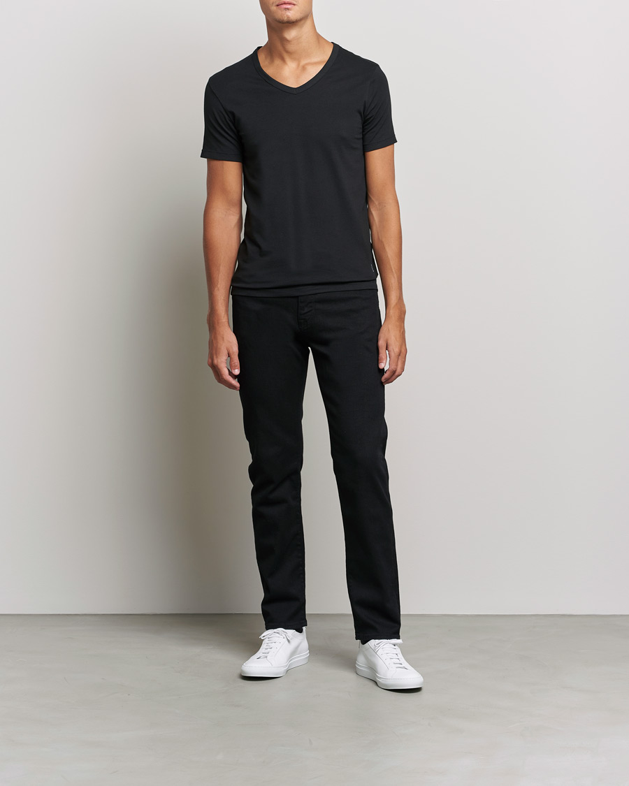 Heren | T-shirts | BOSS BLACK | 2-Pack V-Neck Slim Fit T-Shirt Black