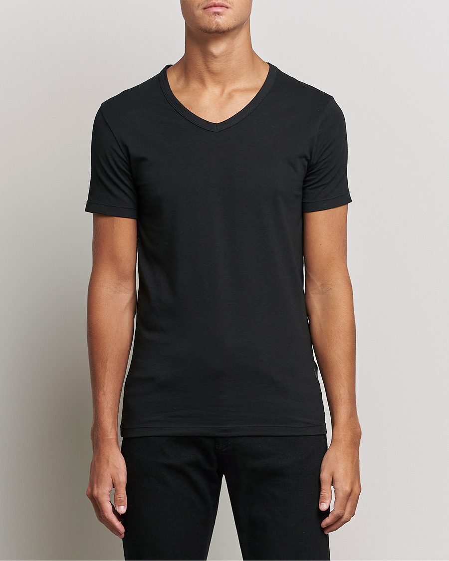 Heren | T-shirts | BOSS BLACK | 2-Pack V-Neck Slim Fit T-Shirt Black