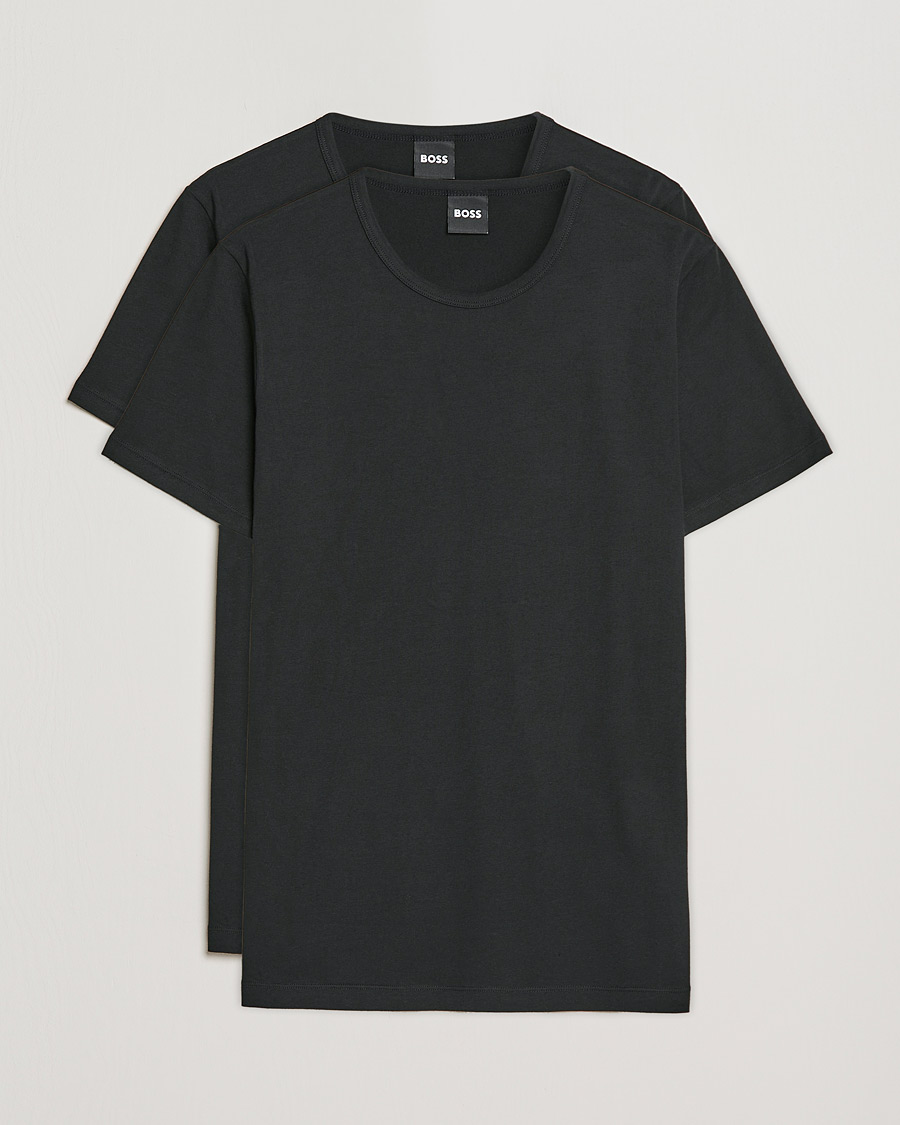 Heren | T-shirts | BOSS BLACK | 2-Pack Crew Neck Slim Fit T-Shirt Black