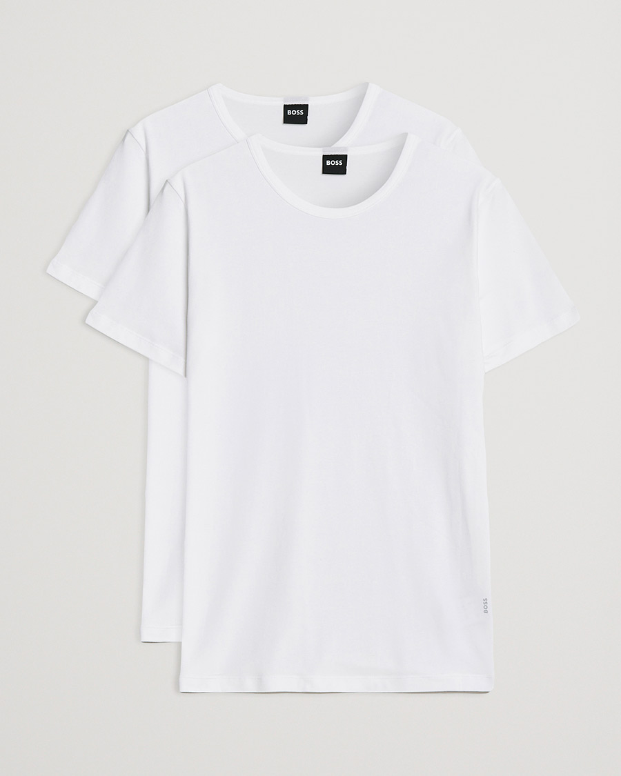 Heren | T-shirts | BOSS BLACK | 2-Pack Crew Neck Slim Fit T-Shirt White
