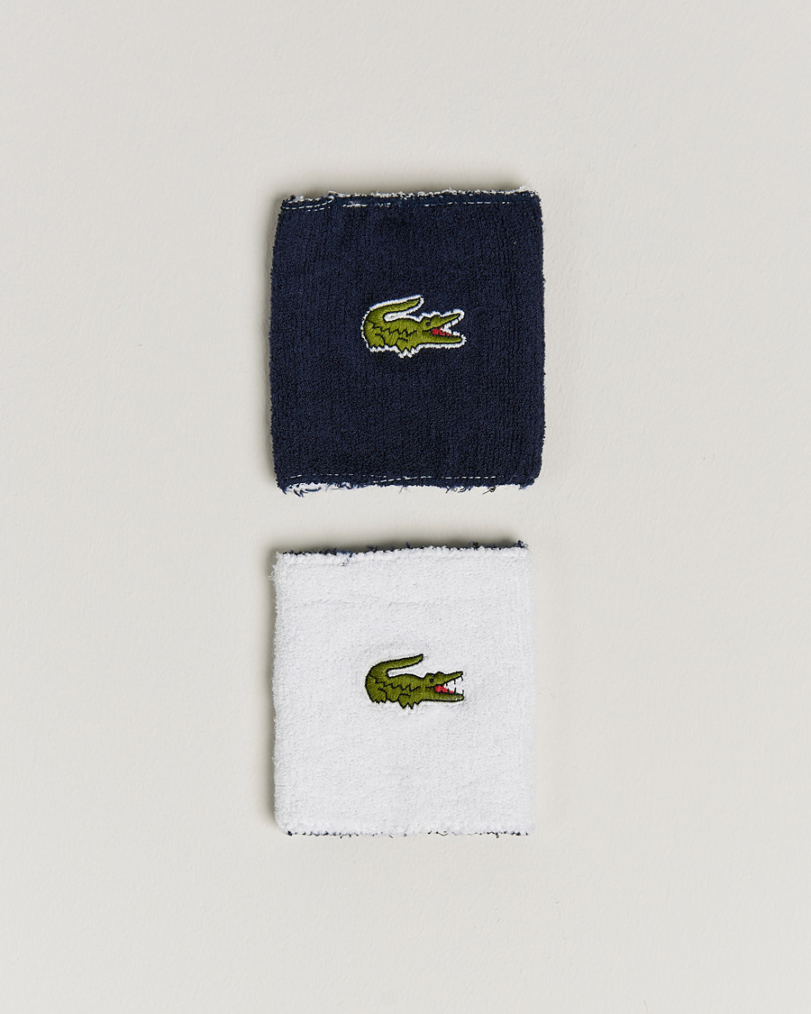 Heren | Lacoste Sport 2-Pack Logo Wristband White/Navy | Lacoste Sport | 2-Pack Logo Wristband White/Navy